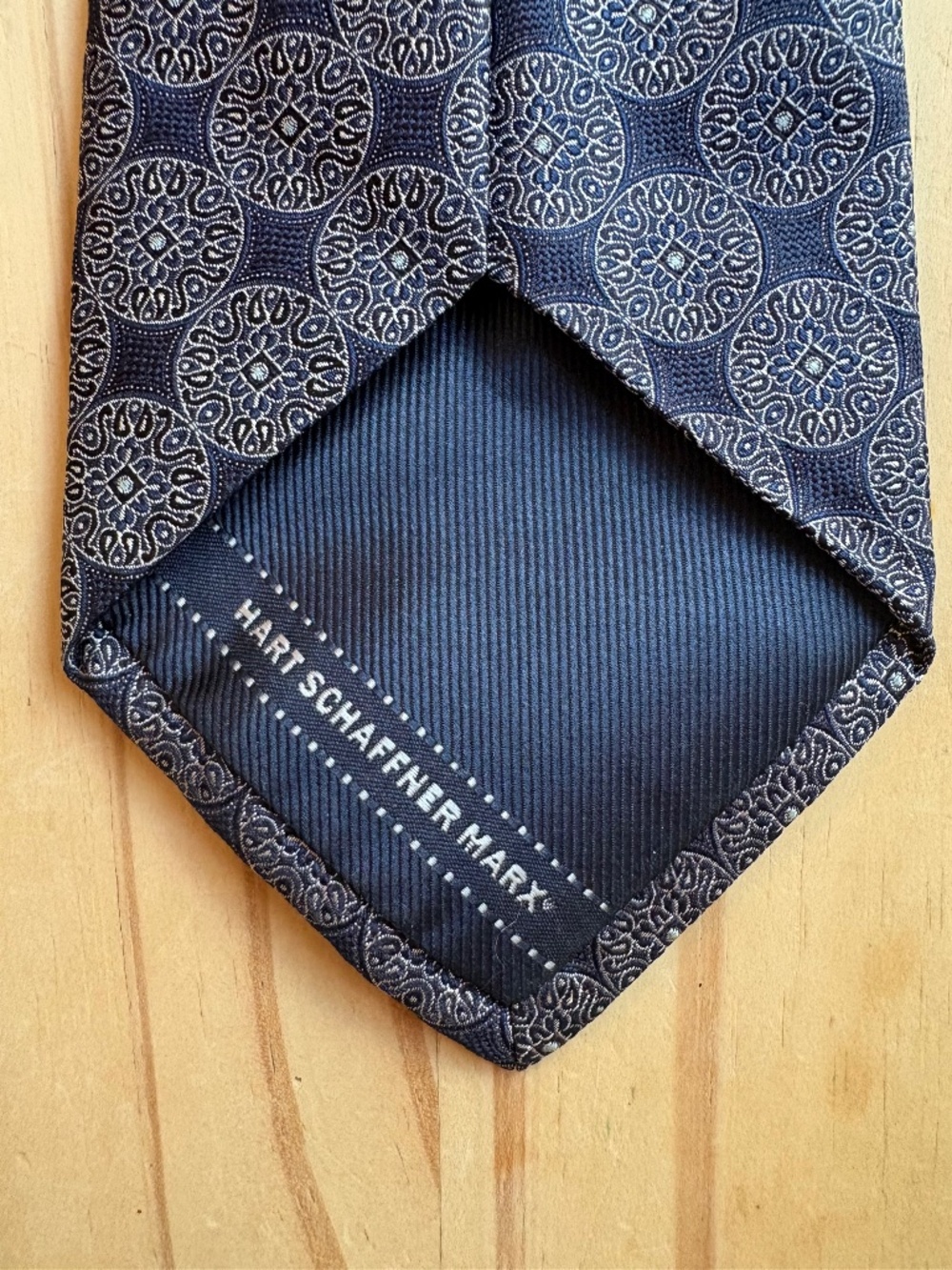 Hart Schaffner Marx Vintage Blue Medallion Silk Tie